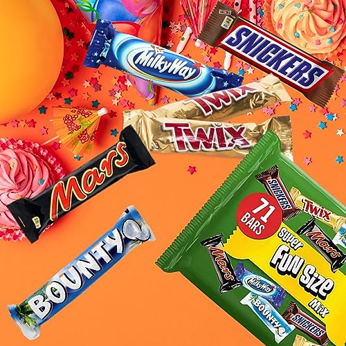 Bounty Snickers Mars Milky Way Twix |christmas Chocolate Mega Gift Hampers |free 40 Gm Snickers |71 Mixed Variety Mini Bars | Kids Treat Fun Size| Party Bag Filler |1.4kg