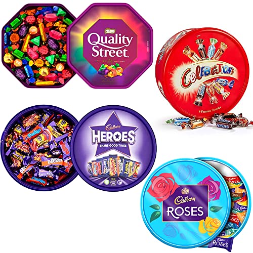 Christmas Chocolate Tubs - Celebrations Roses, Heroes, Quality Street Chocolate Tub- Pick your favourite chocolate tub