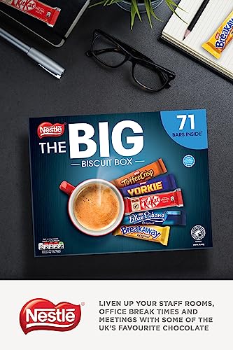 Nestle - The Big Biscuit Box, 71 x Chocolate Bars – Kit Kat, Yorkie, Toffee Crisp, Breakaway, Blue Riband I Bulk Chocolate Box, Chocolate Biscuit Sharing Gift, 1.4 kg of Chocolate