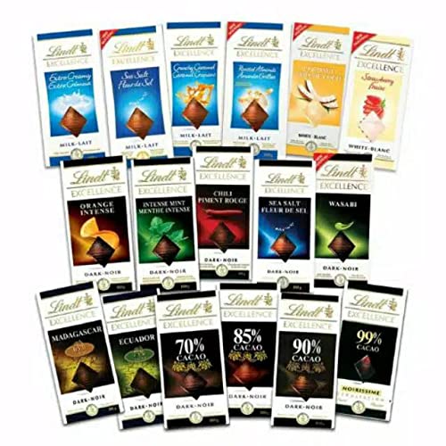 Chocolate Selection Of Assorted Delicious Lindt Excellence Swiss Mix Chocolate Bars - Perfect Chocolate Hamper, Birthday Present, Christmas Thank You Gift (12)