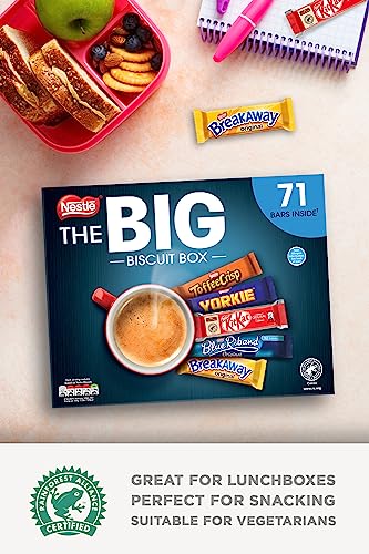 Nestle - The Big Biscuit Box, 71 x Chocolate Bars – Kit Kat, Yorkie, Toffee Crisp, Breakaway, Blue Riband I Bulk Chocolate Box, Chocolate Biscuit Sharing Gift, 1.4 kg of Chocolate