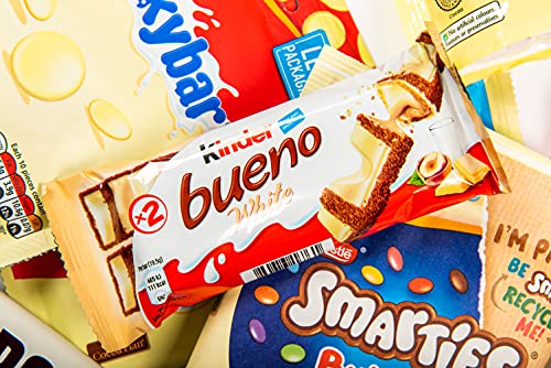 White Chocolate Hamper for White Chocolate Lovers. The Chocolate Box Gift, for All Those Chocolate Lovers. Milkybar, Bueno, Hershey’s, White Mice, Jazzles and More, Presented in A Luxury Gift Box.