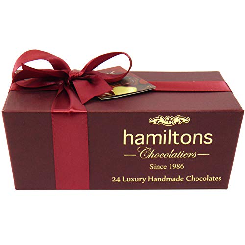 Hamiltons Burgundy Luxury Belgian Ballotin 24 Handmade Chocolates Gift Box
