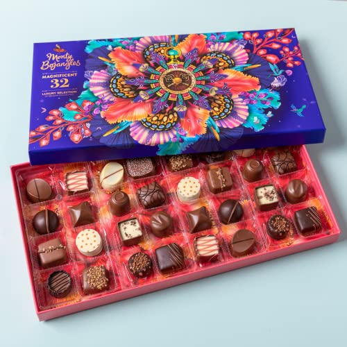 Monty Bojangles Magnificent Luxury Belgian Chocolate Selection Box | Gift Box - Assortment of 32 Milk, Dark and White Belgian Chocolates, 452g