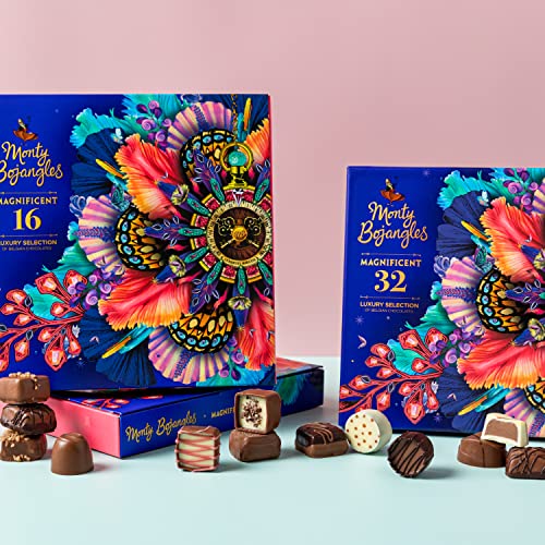 Monty Bojangles Magnificent Luxury Belgian Chocolate Selection Box | Gift Box - Assortment of 32 Milk, Dark and White Belgian Chocolates, 452g