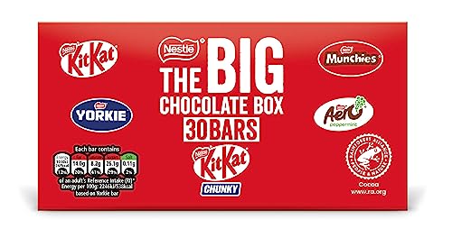 Nestle – The Big Chocolate Box, 30 x Chocolate Bars – KitKat, KitKat Chunky, Yorkie, Aero, Munchies – Chocolate Sharing Gift, 1.3kg