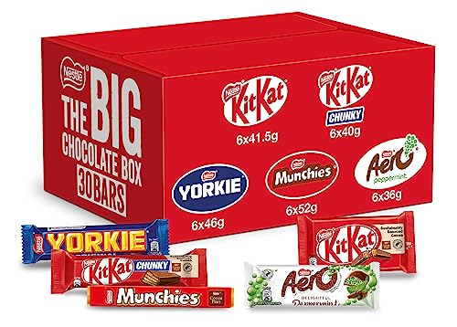 Nestle – The Big Chocolate Box, 30 x Chocolate Bars – KitKat, KitKat Chunky, Yorkie, Aero, Munchies – Chocolate Sharing Gift, 1.3kg