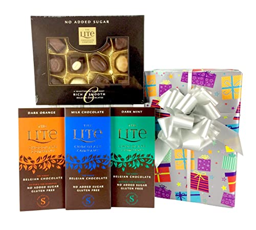 Luxury Diabetic Themed Gift Wrapped Belgian Chocolate Hamper Box - Personalise ( No Added Sugar )