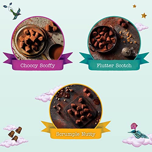 Monty Bojangles Cocoa Dusted Truffles Gift Tower | 3 Gift Boxes - Choccy Scoffy, Scrumple Nutty, Flutter Scotch | Cocoa Dusted Chocolate Truffles, 300g (3 x 100g Pack)