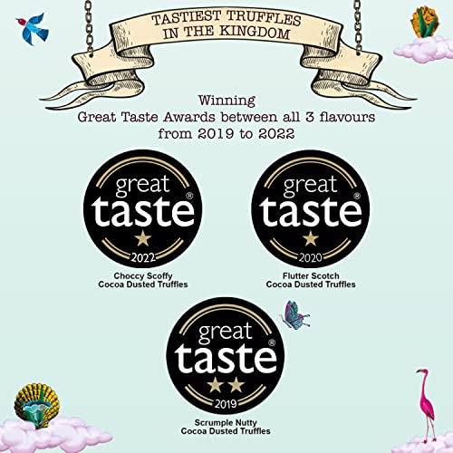 Monty Bojangles Cocoa Dusted Truffles Gift Tower | 3 Gift Boxes - Choccy Scoffy, Scrumple Nutty, Flutter Scotch | Cocoa Dusted Chocolate Truffles, 300g (3 x 100g Pack)