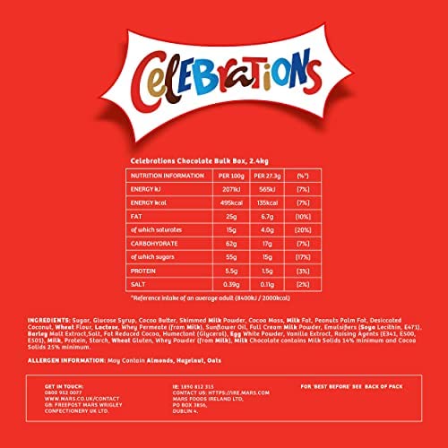 Celebrations Milk Chocolates Gift Bulk Box (Maltesers, Galaxy, Snickers & More), 2.4kg