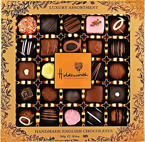 Holdsworth Luxury Assortment Gift Box, Handmade in England, Chocolates, Truffles, Pralines, Caramels, 25 Luxury Assorted Flavours, Suitable For Vegetarians, Ideal for Birthdays, Anniversaries 300 g