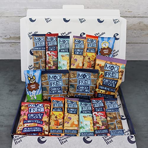 Dairy Free Chocolate Gifts Hamper Box from The Bundle Hut: 16 x Moo Free Chocolates, Vegan, Gluten Free, SOYA Free - for Kids, Women & Men (Orange Box)