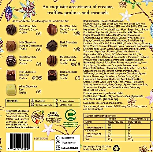 Holdsworth Chocolates Occasions Collection - Happy Birthday Gift Box Filled with Handmade Truffles and Assorted Milk, Dark and White Chocolates Perfect for gifting 110g