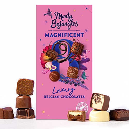 Monty Bojangles Magnificent 8 Luxury Belgian Chocolate Selection Box | Gift Box - Assortment of 8 Milk, White & Dark Belgian Chocolates, 115g