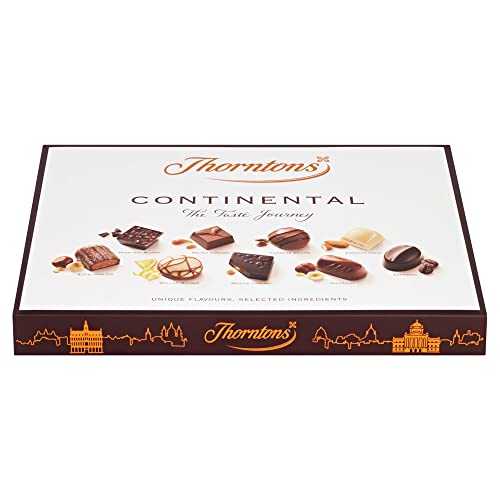 Thorntons Continental Chocolate Gift, Perfect for Sharing, Gifts for Women and Men, Unique Flavours Milk, White, Dark Chocolate, 264g