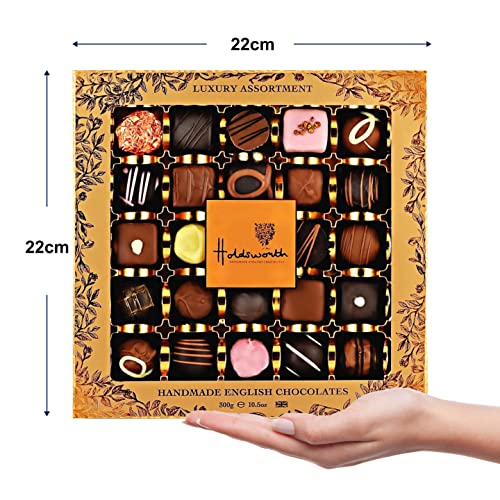 Holdsworth Luxury Assortment Gift Box, Handmade in England, Chocolates, Truffles, Pralines, Caramels, 25 Luxury Assorted Flavours, Suitable For Vegetarians, Ideal for Birthdays, Anniversaries 300 g