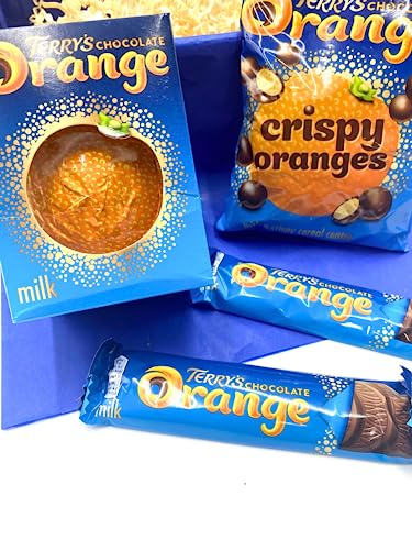 Terry's Orange Chocolate with Socks Gift Box for Men by Inside the Box Gifts - Gift Set for Men: Blue Striped Bamboo Socks and Tempting Terry's Chocolate Orange Treats