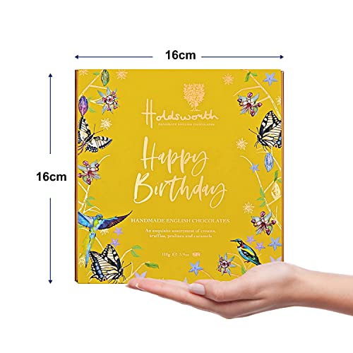 Holdsworth Chocolates Occasions Collection - Happy Birthday Gift Box Filled with Handmade Truffles and Assorted Milk, Dark and White Chocolates Perfect for gifting 110g