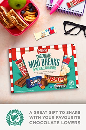 Nestle Chocolate Mini's Selection Box, 70 Chocolate Bars - Kit Kat, Smarties, Rolos, Milkybar, Sharing Chocolate Biscuit Bars, Bulk Chocolate Box