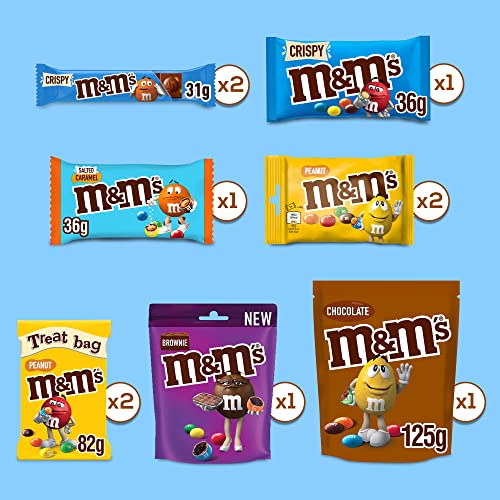 M&M's Variety Selection Box, Mars Chocolate Hamper Gift Box with M&M Chocolate, Peanut, Crispy, Salted Caramel & Brownie | 650g