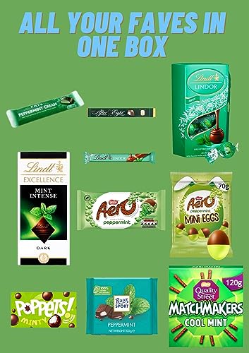 Mint Chocolate Hamper, 4 Different box designs including - Happy Birthday - Congratulations - Thank you - Chocoholic Box - Great gift for a chocolate lover (Congratulations)