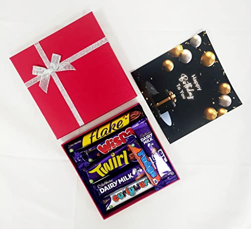 Happy Birthday Chocolate Gift Box Great Birthday Present for Dairy Milk Wispa Flake Chocolate Lovers