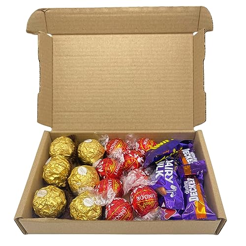 Chocolate Gift Box - Chocolate Hamper Includes Lindt Lindor, Ferrero Rocher, and More - Sweet Birthday Gifts for Him and Her - Anniversary Chocolate Gifts for Women and Men