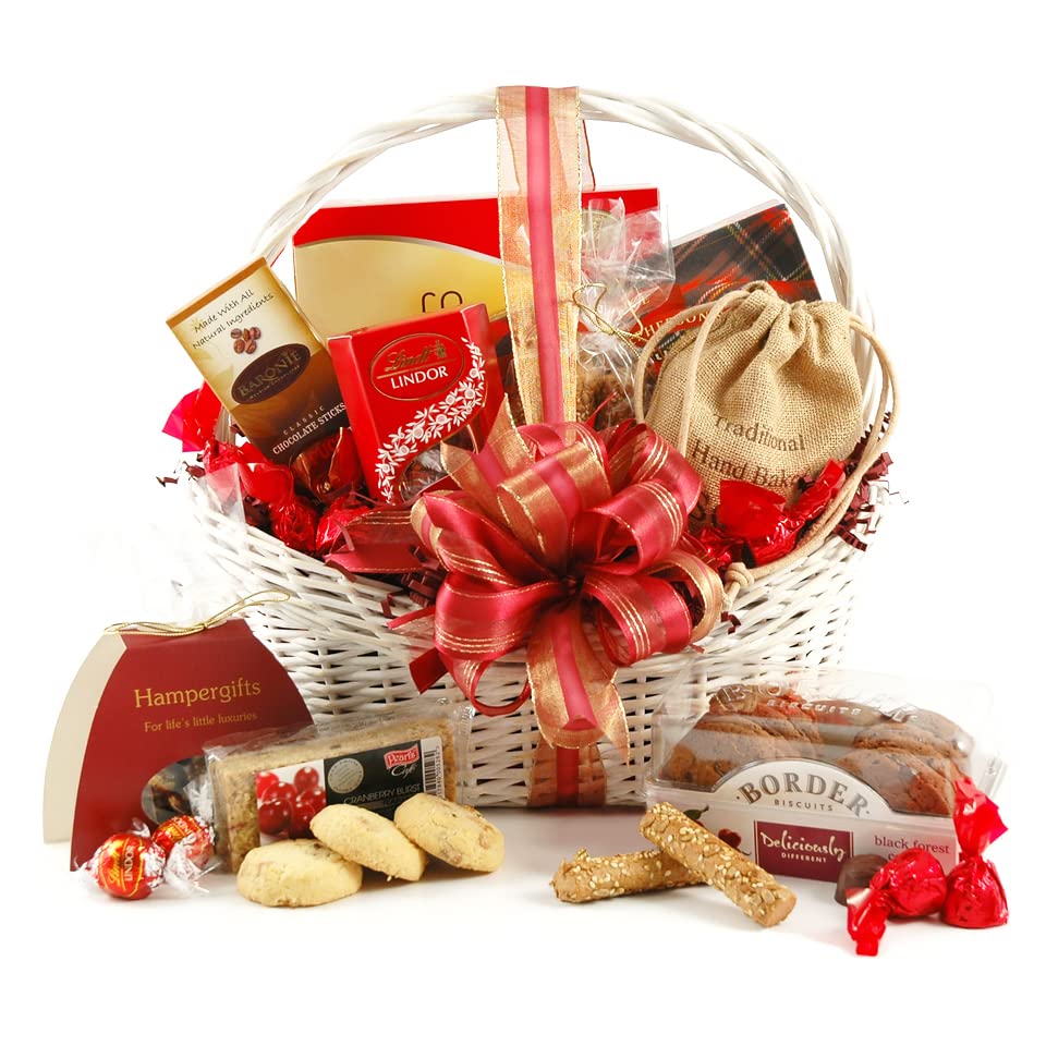 Chocs & Cookies Gift Basket - Biscuits, Chocolates & Snacks in a Wicker Basket - Chocolate Hamper Gift for Staff, Friends & Family