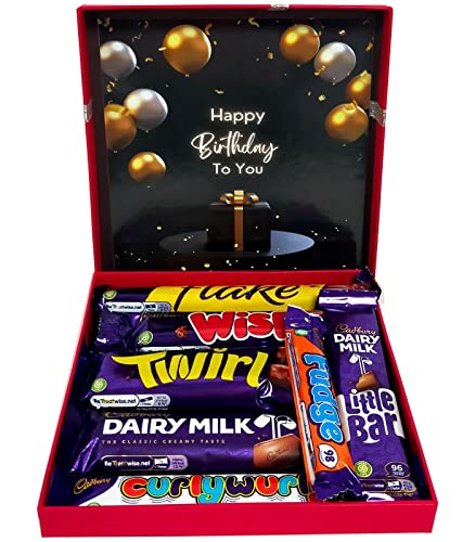 Happy Birthday Chocolate Gift Box Great Birthday Present for Dairy Milk Wispa Flake Chocolate Lovers