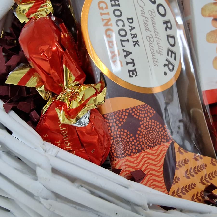 Chocs & Cookies Gift Basket - Biscuits, Chocolates & Snacks in a Wicker Basket - Chocolate Hamper Gift for Staff, Friends & Family