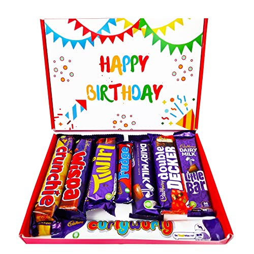 Happy Birthday Chocolate Box | Perfect Birthday Chocolate Gift For Any Cadbury Lovers | 8 Full Sized Bars | Great Letterbox Gift Hamper | Sweets Gift Box For Kids/Him/Her | Box Of Chocolates Gift |