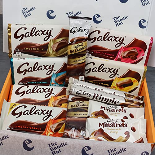 Galaxy Chocolate Gift Set Hamper from The Bundle Hut: Includes Galaxy Cookie Crumble, Galaxy Salted Caramel, 2 x Galaxy Minstrels, 2 x Ripple & more, 1140g (Orange Box)