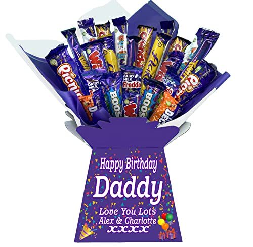 Personalised Chocolate Bouquet Hamper Gift (Birthday, Fathers Day, Teacher, Exams, Graduation, Congratulations, Thankyou) (BOUQUET-CADBURY MIX)