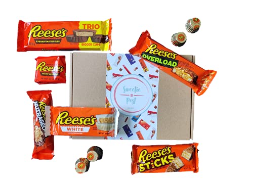 Reeses American Chocolate Gift Box | Reese's Peanut Butter Chocolate Hamper | Reese American Candy Gift Set Selection | Chocolate Letterbox Friendly Gift Box | Chocolate Gift for Reeses Lovers