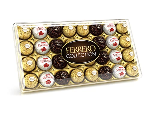 Ferrero Collection Pralines, Chocolate Gift, Gifts for Women and Men, Wedding Gifts, Chocolate Hamper Assorted Rocher, Coconut Raffaello and Dark Chocolate Rondnoir, Box of 32 (359g)