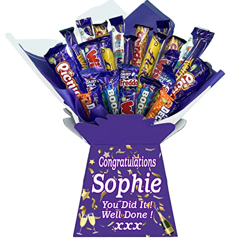 Personalised Chocolate Bouquet Hamper Gift (Birthday, Fathers Day, Teacher, Exams, Graduation, Congratulations, Thankyou) (BOUQUET-CADBURY MIX)