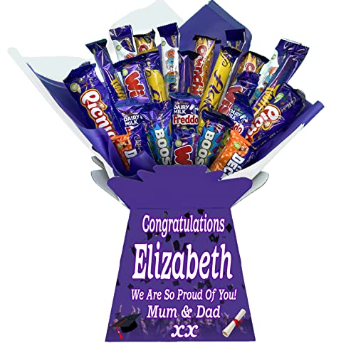 Personalised Chocolate Bouquet Hamper Gift (Birthday, Fathers Day, Teacher, Exams, Graduation, Congratulations, Thankyou) (BOUQUET-CADBURY MIX)