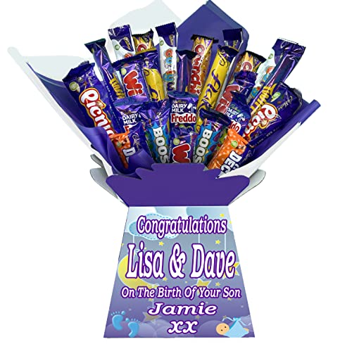 Personalised Chocolate Bouquet Hamper Gift (Birthday, Fathers Day, Teacher, Exams, Graduation, Congratulations, Thankyou) (BOUQUET-CADBURY MIX)