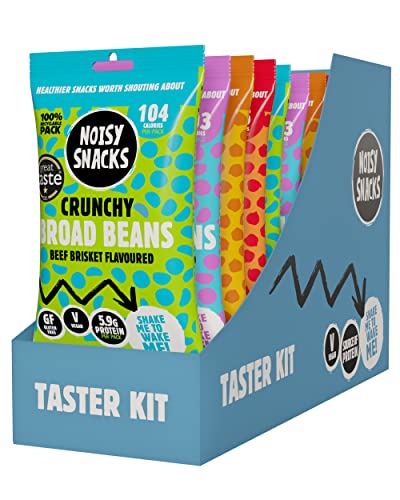 Healthy Snack Gift Box - Chickpea & Broad Beans Gift Hamper by Noisy Snacks - Vegan Snacks - Variety Pack - Low Calorie, High Protein, Gluten-Free, Full of Fibre - Vegan Gifts (25g x 12)