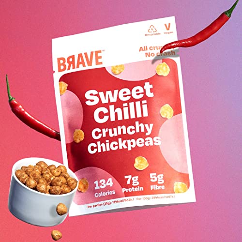 BRAVE Crunchy Chickpeas: Variety - Delicious Healthy Snacks - Vegan - High in Plant Protein & Fibre - Low Calorie - Plant-Based - 12 Packs (35g Each)