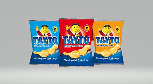 Tayto Ireland Variety Pack of 10 (Cheese & Onion x 4; Salt & Vinegar x 3; Smokey Bacon x 3) 10 x 25g Snacks Crisps