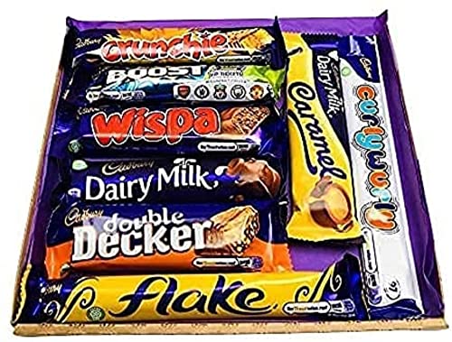 Cadburys Happy Birthday Chocolate Gift Sweet Box Hamper - 8 Full Size No Multi Pkt Dairy Milk Crunchie Curly wurly letterbox chocolate Birthday Present 13th 16th 18th 21st 30th 40th 50th 60th