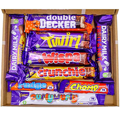Cadbury Dairy Milk Chocolate Gift Box Hamper, Full Sized Bars, Letterbox Friendly, Perfect for Presents, Surprises Birthdays and Treats, Twirl, Double Decker, Crunchie (Medium Gift Box)