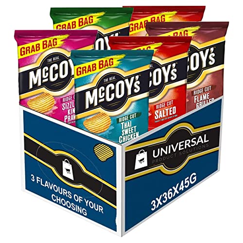 McCoy's Crisps Selection, Pick Any 3 Cases of 36x45g for Any Flavours of Your Choosing - Includes 7 Varieties of Crunchy Potato Crisps Perfect for Snacking
