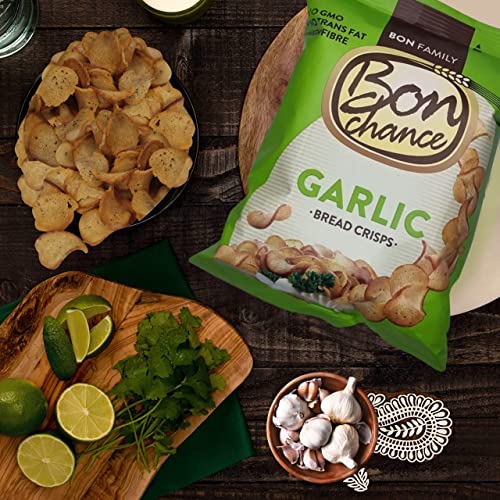 Bon Chance With garlic seasoning mix Bread Crisps - Snack for Sharing with Friends - (Box of 8 x 60g)