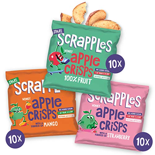 Scrapples Kids Apple Crisps - 30 x12g Mixed Value Pack, 100% Whole Fruit, Healthy Kids Snacks, Childrens Snack Variety Pack