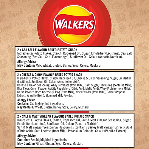 Walkers Oven Baked Variety Pack Crisps 6 x 22g