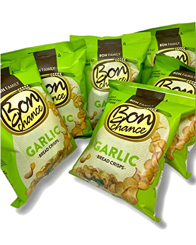 Bon Chance With garlic seasoning mix Bread Crisps - Snack for Sharing with Friends - (Box of 8 x 60g)