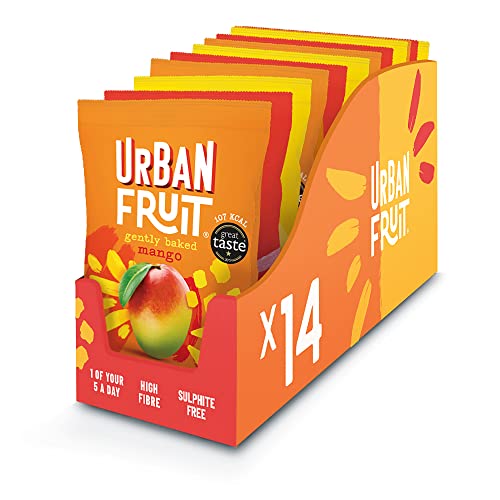 URBAN FRUIT Mango, Pineapple and Strawberry Variety Pack - Tropical Mixed Case - Gently Baked Fruit - Healthy Vegan Snack - 14 x 35g